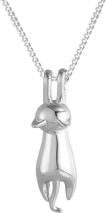 S.Leaf Sterling Silver Cat Necklace - Kitten Jewelry for Cat Lovers - Themed Gifts for Women