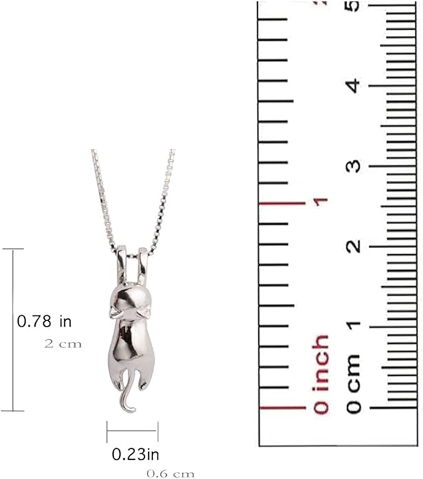 S.Leaf Sterling Silver Cat Necklace - Kitten Jewelry for Women, Cat Mom Gifts
