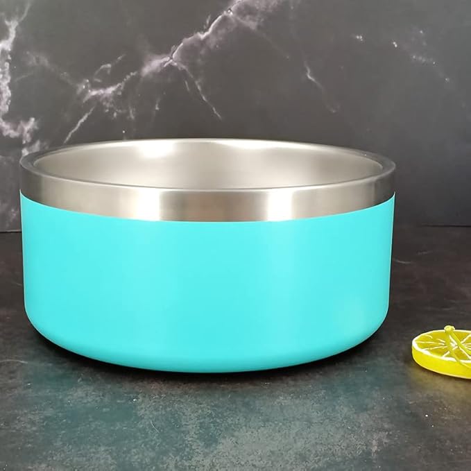 Dog Bowl - Vacuum Insulated Keeps Water Cool, Non-Slip Base, Easy Clean Interior, Durable Stainless Steel, Multiple Colors, Ideal for Travel, 32 Oz - Pet Bowl (Light Blue)