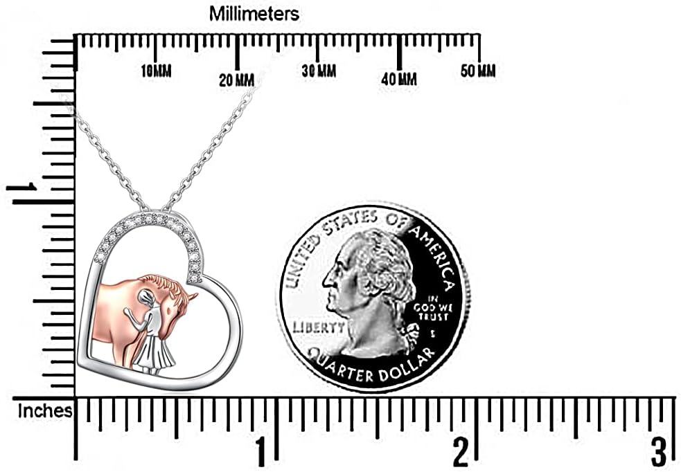 S925 Sterling Silver Horse Bunny Cat Dog Heart Pendant Necklace Cute Animal Jewelry Gifts for Women Adults Teens