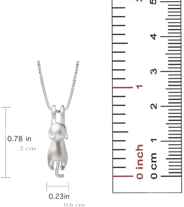 S.Leaf Sterling Silver Cat Necklace - Kitten Jewelry for Women, Cat Mom Gifts