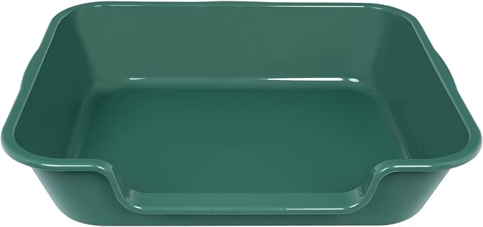 1 Pack of Extra Large Cat Litter Box (ABS Material), Low Entry Senior Litter Pen for Geriatric Kitty Big Cats, Jumbo Pet Safe Litter Boxes Tray for Indoor Pets Potty (Green, 24" L x 20" W)
