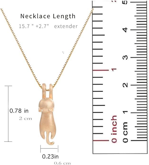 S.Leaf Sterling Silver Cat Necklace - Kitten Jewelry for Cat Lovers - Themed Gifts for Women