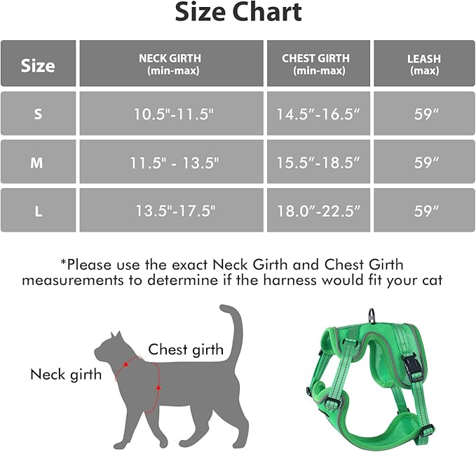 Rttochfy Cat Harness and Leash Set, Adjustable and Reflective Cat Vest, Escape Proof Kitten Harness, Easy to Put on with 3 Buckles for Cats Walking and Traveling (Red, L)