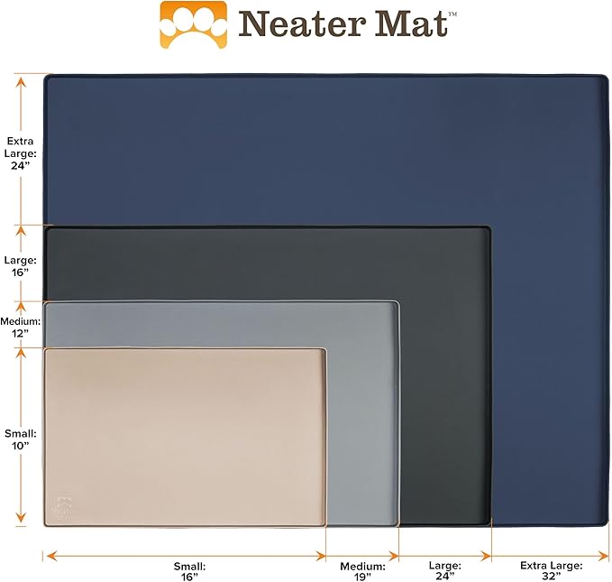 Neater Pet Brands Neater Mat Pet Mats for Food and Water, Waterproof Silicone Pet Mat with Raised Edge for Dogs or Cats