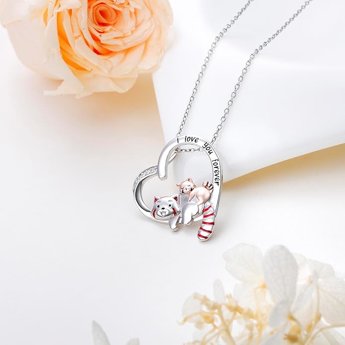 S925 Sterling Silver Mother Daughter Necklace Forever Love Giraffe Panda Dolphin Animal Pendant Jewelry for Women Adults