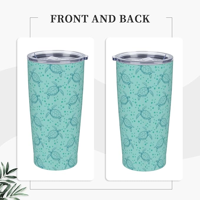 Sea Turtle Tumbler Blue Ocean Stainless Steel Insulated Tumblers with Lid Straw Reusable Turtles Coffee Travel Mug Tea Drinking Water Wine Cups Birthday Gifts for Women 20 Oz
