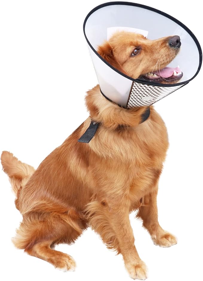 Plastic Pet Recovery Collars & Cones for Dogs and Cats After Surgery Adjustable Dog Neck Cone Surgical Elizabeth E-Collar Prevent Biting and Stop Licking Wound (S)