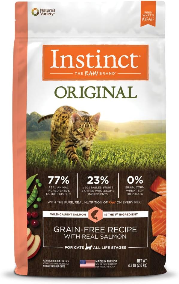 Instinct Original Dry Cat Food, Raw Coated Kibble, High Protein, Grain Free Recipe - Real Salmon, 4.5 lb. Bag