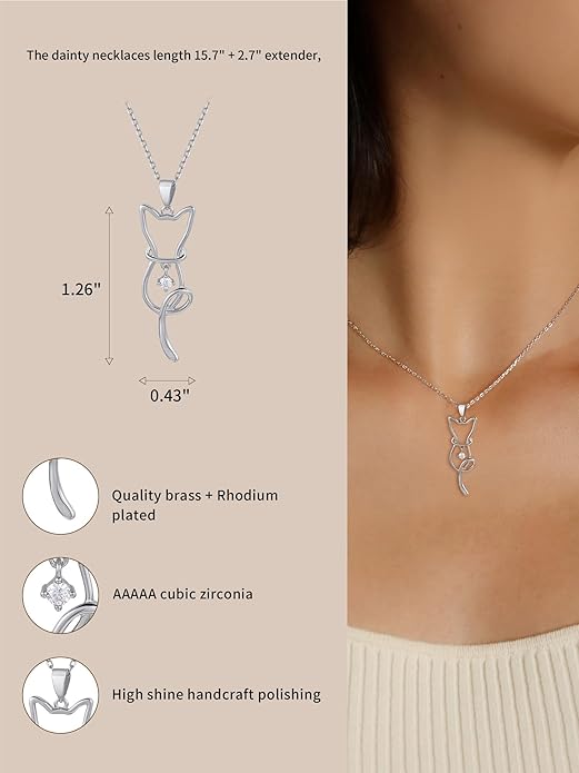 S.Leaf Cat Lover's Necklace - Cat Pendant for Women, Birthday Gifts for Her & Friends