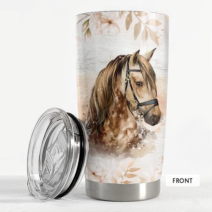SANDJEST Horse Tumbler Motivation 20oz Tumblers with Lid Gift for Women Girl Daughter Sister Animal Lovers Christmas Birthday