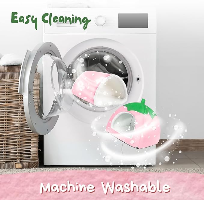 Guinea Pig Hideout with Tunnel, Washable Chinchilla House Bed, Fleece Hideaway, Enrichment Toys, and Cage Accessories for Ferret Hedgehog Small Animal