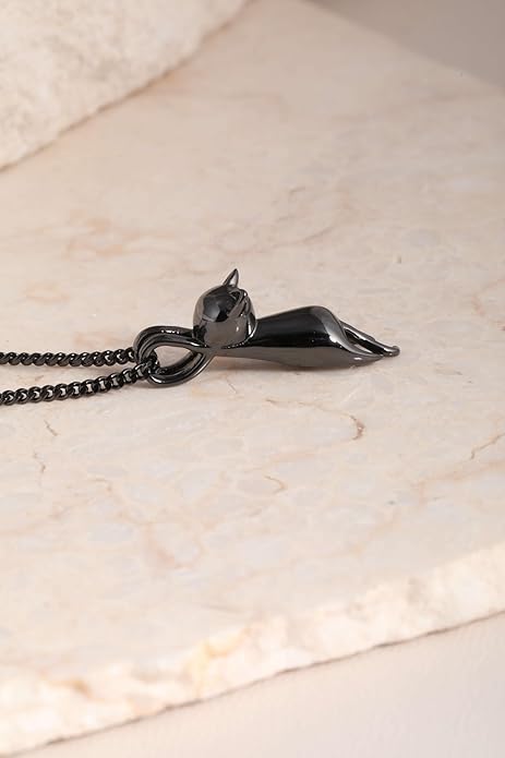 S.Leaf Sterling Silver Cat Necklace - Kitten Jewelry for Cat Lovers - Themed Gifts for Women