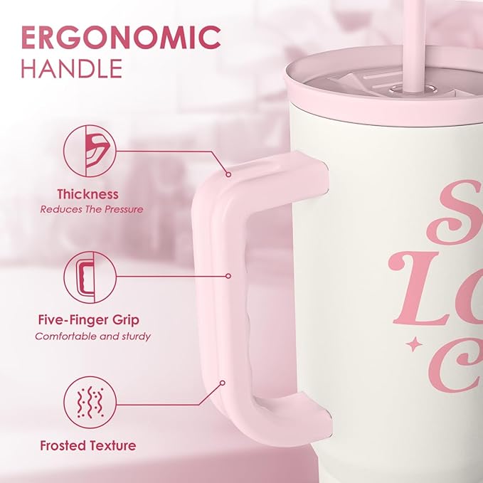 SANDJEST Inspirational Gifts for Women Girls, Inspiration Stainless Steel Insulated Tumbler with Handle, Self Love Clup Coffee Travel Mug Cup, Gift for Birthday Christmas, 40oz