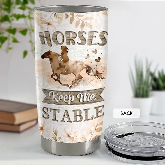 SANDJEST Horse Tumbler Motivation 20oz Tumblers with Lid Gift for Women Girl Daughter Sister Animal Lovers Christmas Birthday
