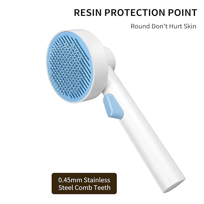 Self Cleaning Slicker Cat Brushes for Indoor Shedding Short Haired Dogs Grooming Supplies for Long Hair Pet Comb Essentials Tools for Pitbulls Removes Matted Fur and Loose Undercoat Set (Sky Blue)