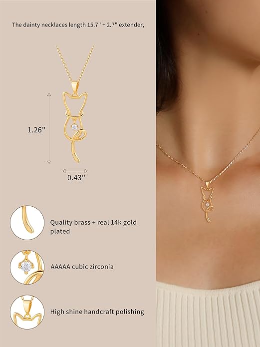 S.Leaf Cat Lover's Necklace - Cat Pendant for Women, Birthday Gifts for Her & Friends