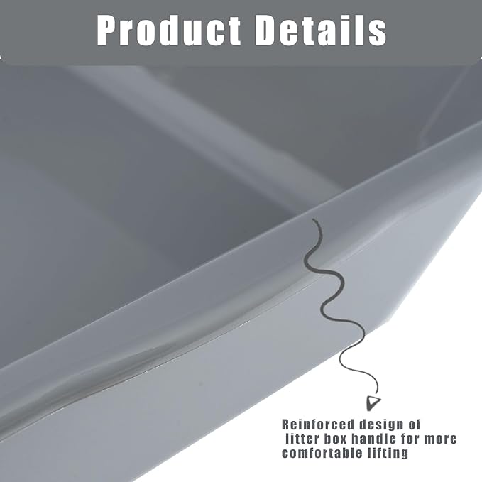 1 Pack of Extra Large Cat Litter Box (ABS Material), Low Entry Senior Litter Pen for Geriatric Kitty Big Cats, Jumbo Pet Safe Litter Boxes Tray for Indoor Pets Potty (Gray, 24" L x 20" W)