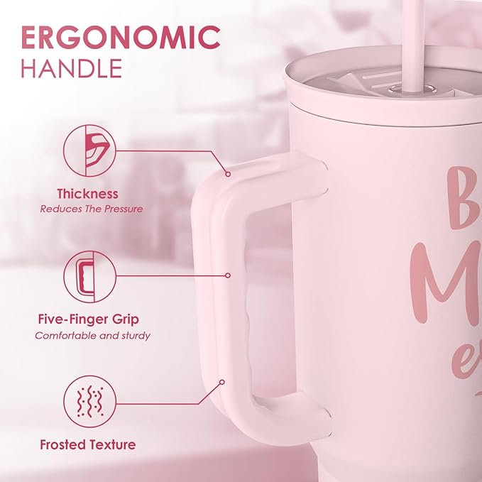 SANDJEST Gift for Mom - Best Mom Stainless Steel Tumbler with Handle, Travel Coffee Mug for Moms - Gifts for Birthday Christmas Mothers Day, 40oz
