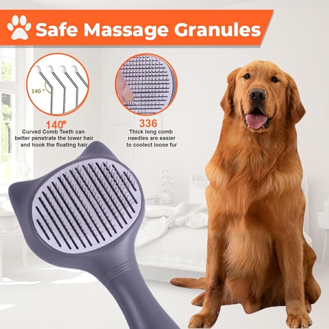 Self Cleaning Cat Brush for Grooming Cat Brushes for Long Haired Cats Dogs Rabbit with Teeth Comb Cat Brush for Shedding Tangles Gentle Cat Grooming Corner Wall Brush Soft Silicone Cat Brush Tool