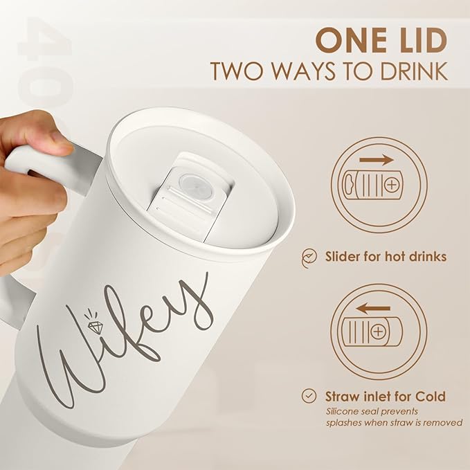 SANDJEST Gift for Wife from Husband – 40oz Insulated Stainless Steel Tumbler with Handle and Straw, Gifts for Anniversary, Birthday, Christmas, Valentine, Coffee Travel Mug