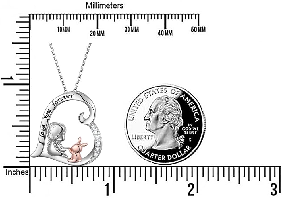 S925 Sterling Silver Horse Bunny Cat Dog Heart Pendant Necklace Cute Animal Jewelry Gifts for Women Adults Teens