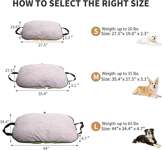 Portable Waterproof Dog Mat for Camping, Patio & Travel - Foldable Outdoor Dog Bed with Teflon Shell & Removable Plush Pad - Easy Clean, Durable - S (Sage Green)