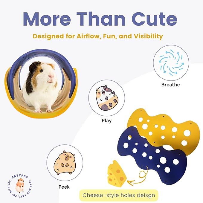 Guinea Pig Tunnels, Foldable Fleece Hideout Beds with Cheese-Hole Design, 2 Pack Modular Tunnel Set for Play and Rest, Brings Comfort and Enrichment to Guinea Pig Cages-Blue&Grey
