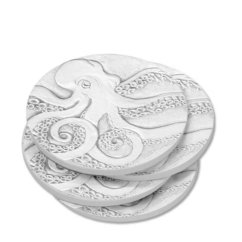 Sea Creature Absorbent Stone Coasters | Set of 4 | Octopus