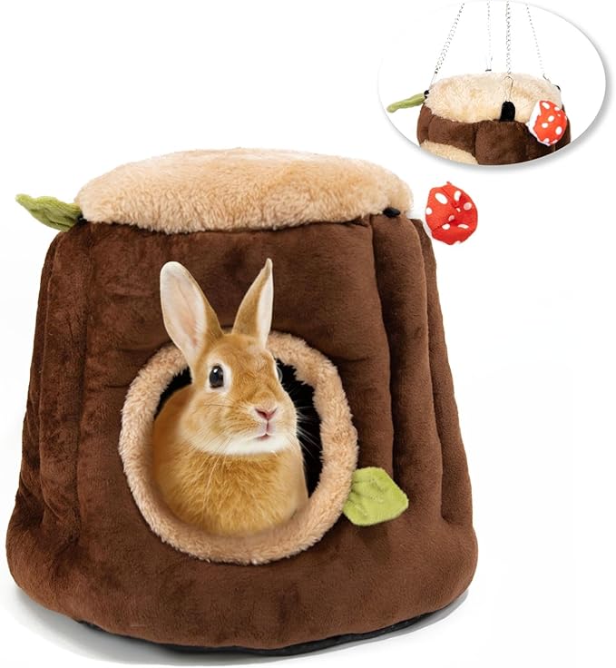 Guinea Pig Hideout Hamster Cage Accessories,Stump Style Soft Washable Hedgehog,Ferret,Rat Hammock for Cage,Chinchilla,Ferret, Bunny Bed,Small Animal Houses & Habitats(L)