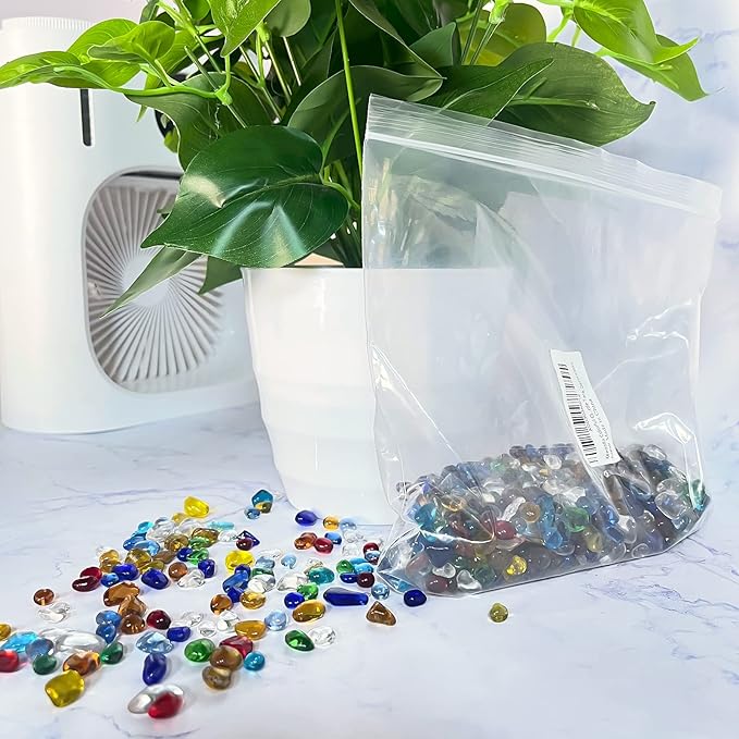 Keedolla 0.93LB Clear Glass Pebbles Marble Aquarium Fish Tank Rocks Gravel for Turtle Tank, Vase Fillers, Christmas Decoration - Red
