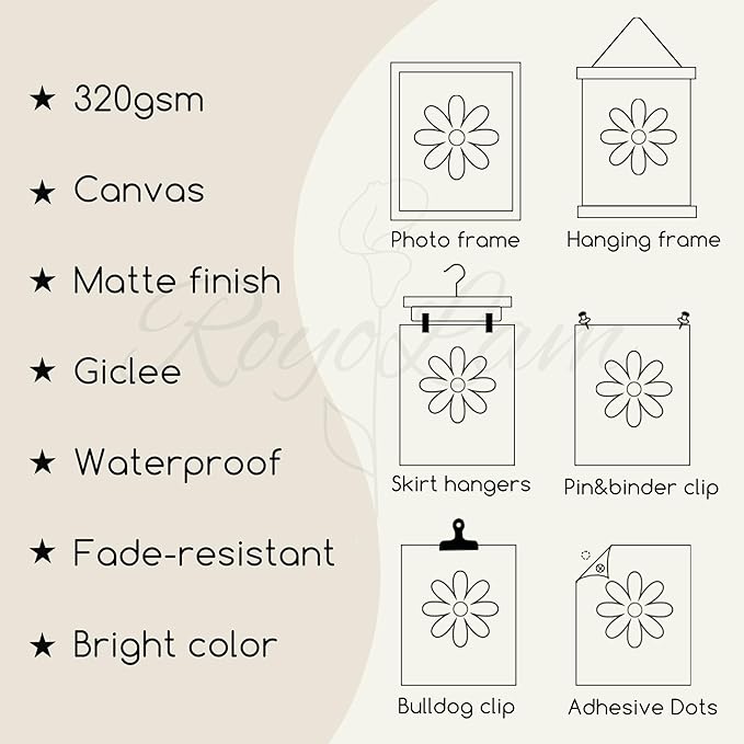 RoyoLam Cat Canvas Wall Art Prints - Set of 6 Unframed 8x10 Inches, Japanese Style Illustrations Nursery Decor for Kids Room and Playroom