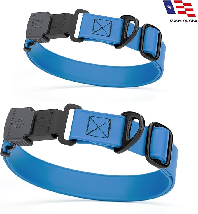 Dogline Biothane Waterproof Dog Collar with Herm Sprenger Stainless Steel Quick Release Buckle – Heavy Duty Tactical Durable Collar for Dogs – Comfortable and Safe Pet Collar, W 3/4" L 12-19", Blue