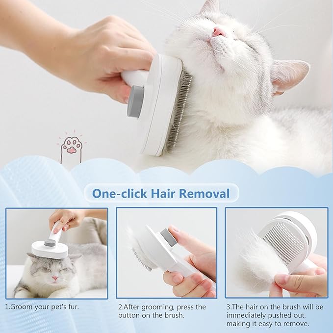 Self Cleaning Cat Brush,Air Cushion Massager Brushes,Airbag Massage Comb Brush for Long or Short Haired Cats Dogs, Removes Loose hair & Tangles, Promote blood circulation,Grooming Brush