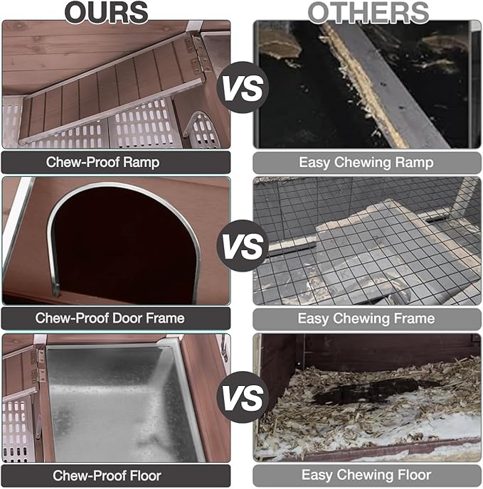 Guinea Pig Cage Indoor with Cool Zinc Plate Rabbit Hutch with Wheels and Removable Proof Tray Elevated Legs Hamster Cage with Chew-Resistant Metal Frame 36.6" L(Brown)