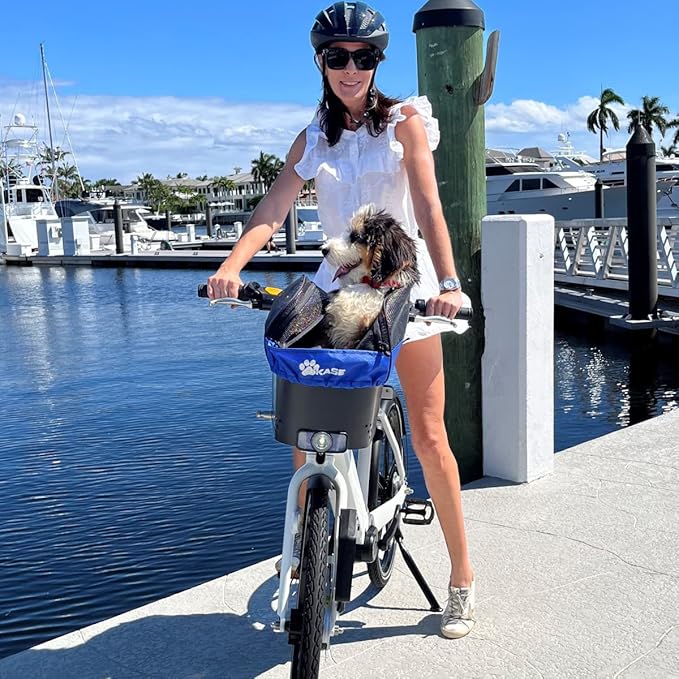 BiKASE Durable Dog Bike Basket & Carrier, Rear Mount Pet Basket for Bikes with Super Comfort Mat and Cover, Ideal for Small Dogs and Cats up to 12 lbs