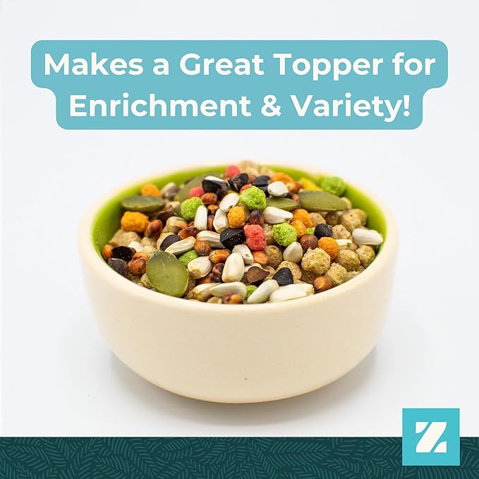 ZuPreem Sensible Seed Bird Food, Amazon, Cockatoo, Macaw, Bird Seed and Pellets Blend, ZuPreem Feed Mixer Topper, Enriching Variety, Made in USA, Macaw Food, (Large, 2 lb bag)