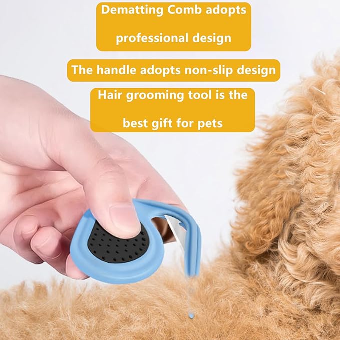 2 PCS Pet Grooming Tool Professional Dematting Comb Dog Detangler Brush Hair Grooming Tool Dog Undercoat Rake Grooming Rake for Grooming - Cuts Through Matts & Tangles with Ease(Blue、Green)