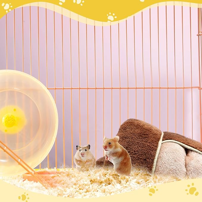 Wenqik 2 Pcs Guinea Pig Bed Cuddle Warm Hideout Small Animal Sack Cozy House Bedding Sleeping Cushion Portable Pet Carrier Cage Nest for Rabbit Hamster Rat(Dark Brown, Light Coffee,Plain)