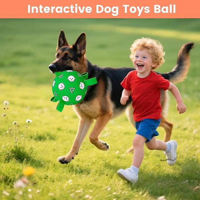 Dog Toys Ball, Durable Dog Soccer Ball with Straps, Interactive Dog Toys for Tug of War, Water Pool Puppy Toys for Indoor/Outdoor ā Fun Dog Birthday Gift for Small & Medium Dogs, 6 Inch