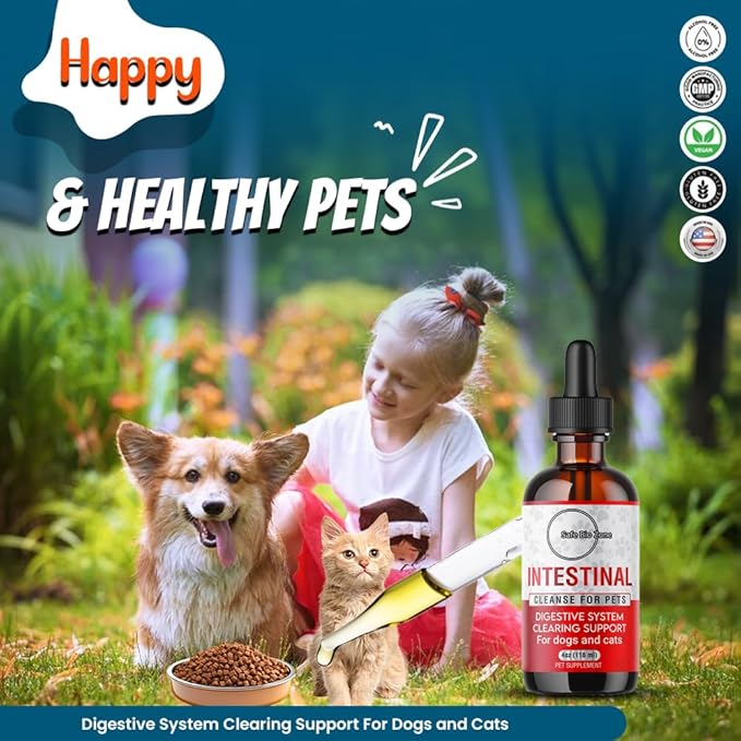 Safe Bio Zone- Intestinal Cleanse for Dogs and Cats, Digestive and Intestinal Support, Liquid Herbal Supplement for Gut, Health and Support, Promotes Beneficial Flora Growth, 4 Fl Oz