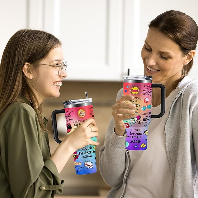 Sarcastic Gifts For Women - Multicoloured Snarky Quotes Travel Tumbler Coffee Mugs 40oz For Women Adult Humor, Funny Girl Gifts Cup, Birthday Sarcasm Gift For Friend Bestie Mom Coworker