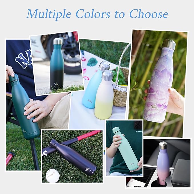 Insulated Water Bottles,25 oz Double Wall Stainless Steel Vacumm Metal Flask for Sports Travel,Mint