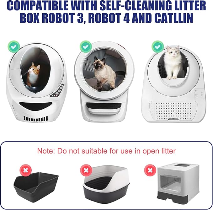 120 Pack Litter Box Robot 3 and 4 Waste Bags, 2.5 Mils Extra Thick Litter Box Liner, Box Drawstrings Closure Waste Bags for Self-Cleaning Litter Box