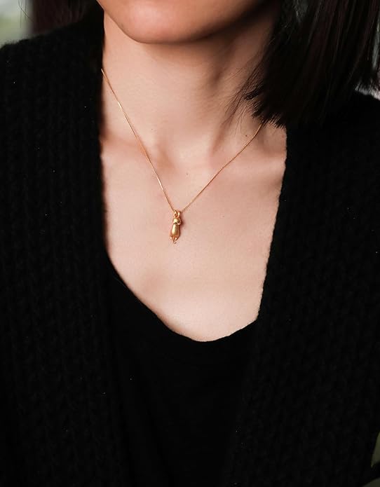 S.Leaf Sterling Silver Cat Necklace - Kitten Jewelry for Cat Lovers - Themed Gifts for Women