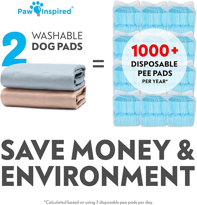 Paw Inspired Round Washable Pee Pads for Dogs (2 Pack), Reusable Puppy Pads, Waterproof Whelping Pads, Washable Training Pet Pads, Washable Potty Pads (17 inch Extra Small Size, Pack of 2)