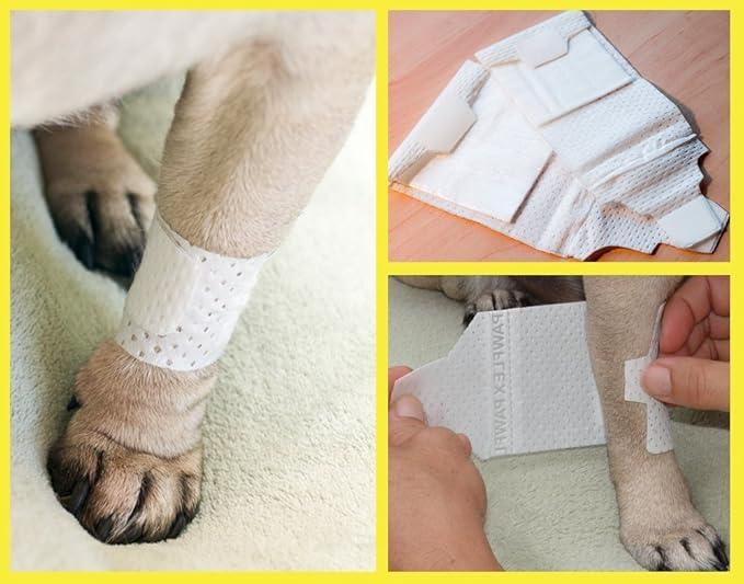 Basic Leg Bandages for Dogs, Cats and Other Pets First Aid Non-Adhesive Fur Friendly - Value 10 Pack (5 Standard, 5 Wide) by PawFlex (XXX-Small)