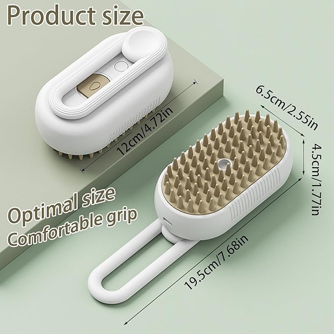 Self Cleaning 3 in 1 Pet Brush - Steam Cat & Dog Brush for Shedding & Grooming (Grey)