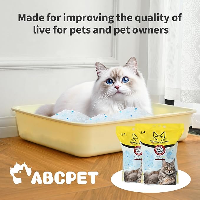 Cat Litter Crystals No Clumping Odor Control Kitty Litter Non-Clumping No scooping Low Dust, Low Tracking, Dehydrates Waste - 17.2 lbs (4 x 4.3 lb Packs)
