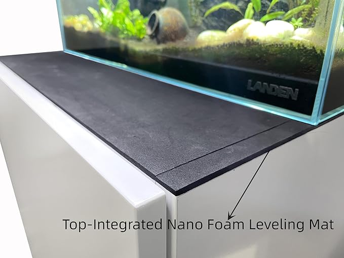 LANDEN Aquarium Stand and Cabinet, Fish Tank, Nano Foam Leveling Mat Included, Contemporary and Simple Design, Wooden Matte White Painted(Stand Only) W47.2xD19.7xH31.5 inches(120x50x80 cm)